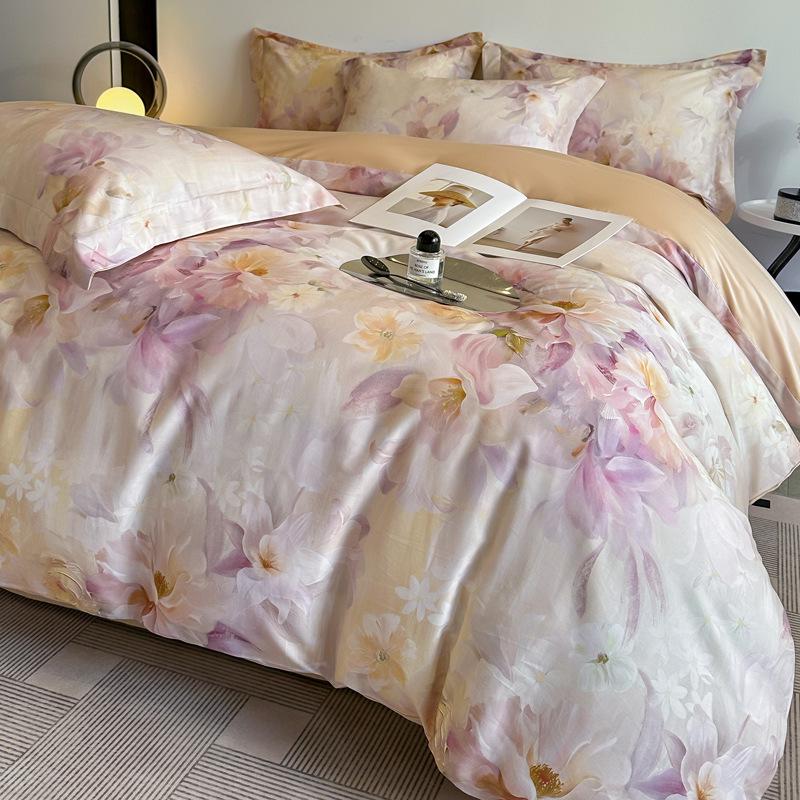 Tencel Cotton Printed Four-Piece Set - Lightweight Luxury Bedding for Spring & Summer