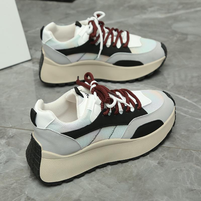 

ins Korean version of the new dad shoes girl 2025 summer student sports and leisure mesh breathable height increase Forrest Gump shoes 35 чёрный