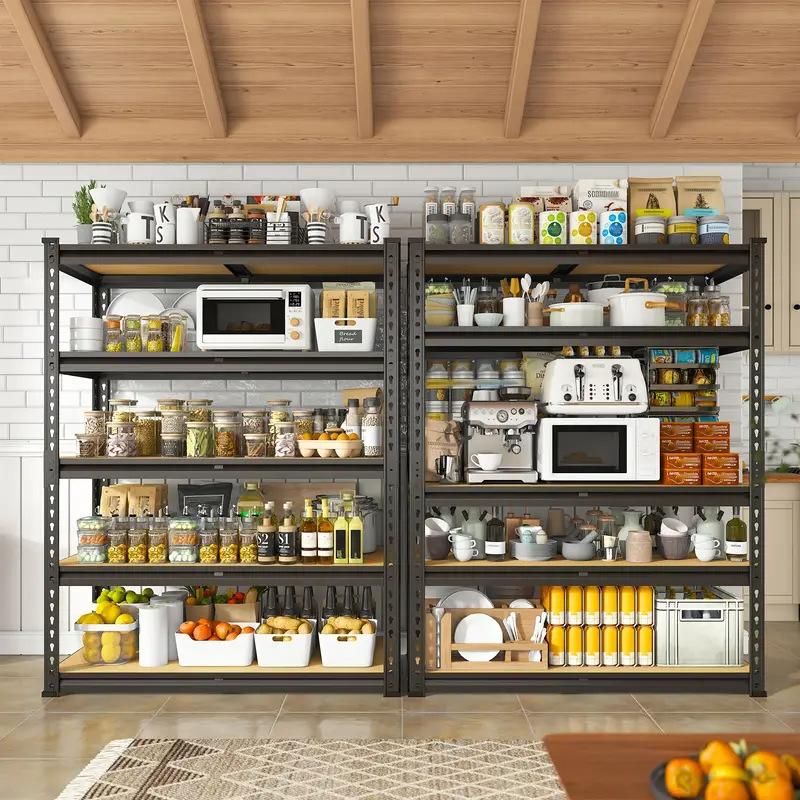 Adjustable Metal Shelving Unit For Garage Shelves Utility Rack Shelf For Basement Pantry Closet Shelves, Black, Utility Shelves
