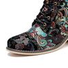 Johnature Retro tištěný čínský styl vyšívané prošívání Pohodlné ležérní dámské krátké boty
