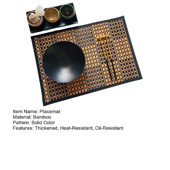 Bamboo Woven Placemat Retangle Shape Thickened Heat-Resistant Oil-Resistant Non-Slip Parties Weddings Banquets