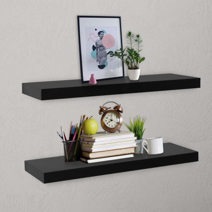 VidaXL Floating Wall Shelves 2 Pcs Black 80x20x3.8 Cm 288202