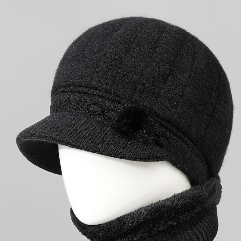 Day Mom Hat Fleece Knitted Thermal Hat Grandma Rabbit Wool Hat Old Man Duck Tongue Cotton Hat