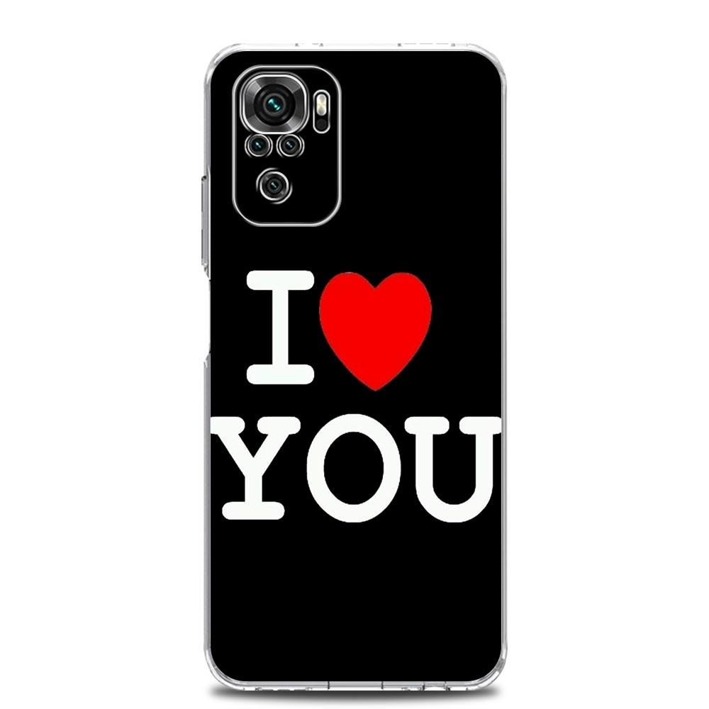 Phone Case For Xiaomi Redmi Note 13 12 5G 9S 9 8 10 11 Pro Plus 4G 9T 13C 12C 10C 9C 9A 7 Clear Cover I Love you Pink Heart