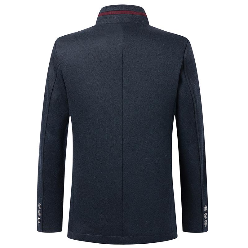 Men’s Autumn & Winter Business Woolen Jacket - Stand-up Collar, Thickened Fashion Coat for Middle-Aged