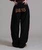 LIKE THE MOST Ramo Leopard Hip Applique Training Pintuck Wide Pants_Black