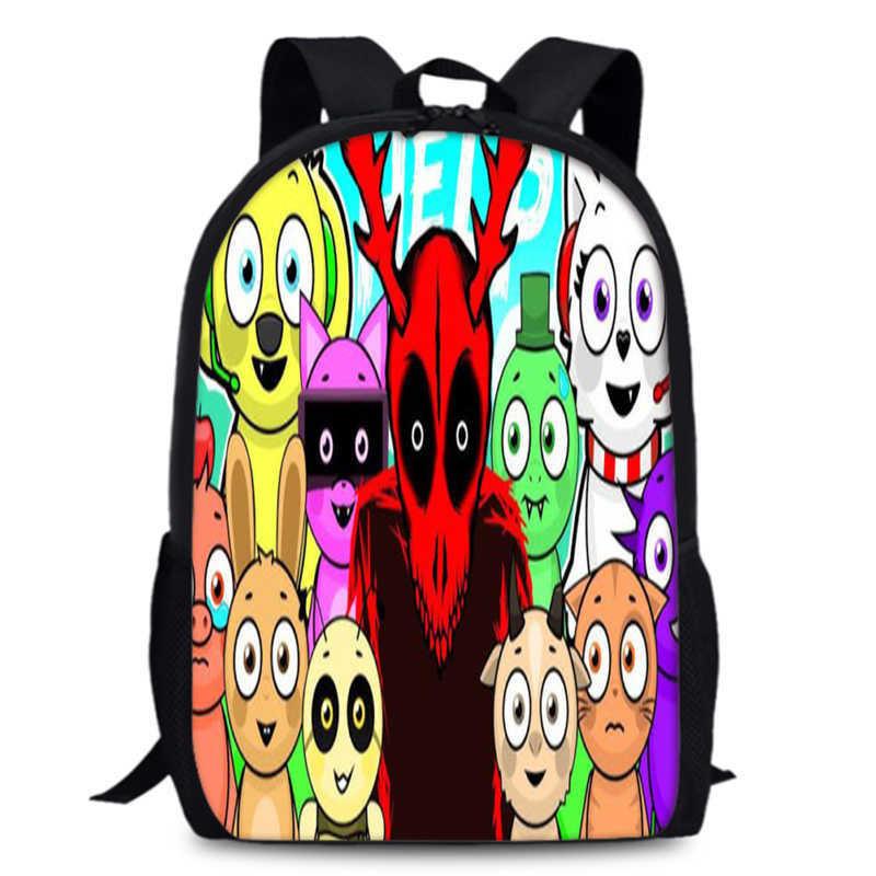 Sprunki 15in Large Capacity Backpack Durable Oxford Fabric School Bag For Students Teens Lightweight Design