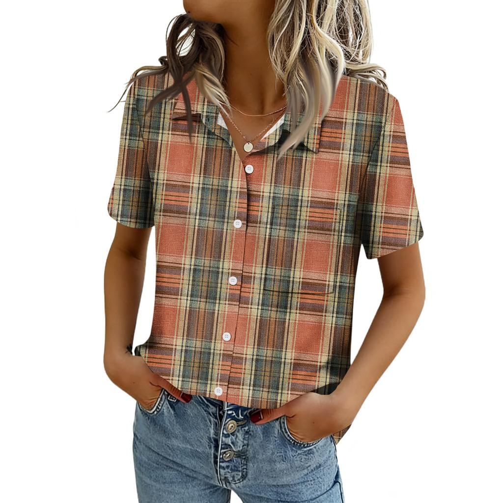 Damenblusen, Kurzarm, Knopfleiste, Business Casual, elegante Oberteile für die Arbeit, Sommer- und Frühlingskleidung