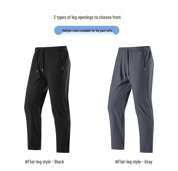2025 Men's Ice Silk Quick-Dry Joggers: Summer Thin, Loose Fit, Straight-Leg Casual Pants