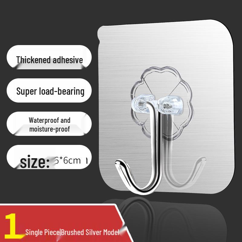 Clear Adhesive Wall Hook, No-Drill for Kitchen & Bathroom, Thickened Universal Design