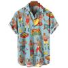 Camisa de Playa Casual de Moda Patrón 3D de Luchador Camiseta Retro Manga Corta Vacaciones al Aire Libre Camisa para Hombre y Mujer