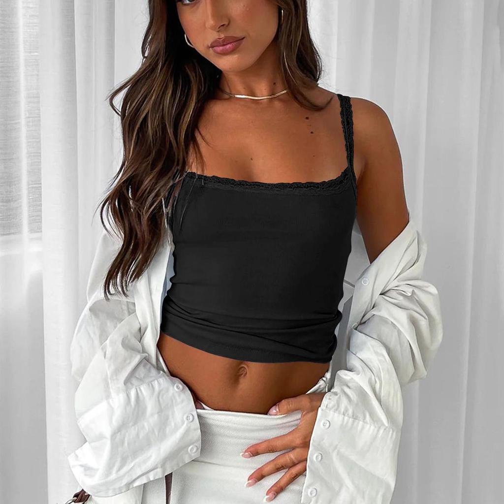Women Summer Slim Versatile Camisole Vest Suspenders U-Neck Inside Bottoming Shirt Short Inner Tank Top Solid Color