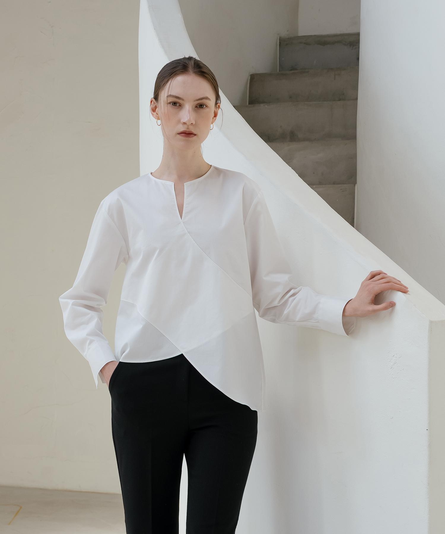 Unis Cross Panel Shirt White