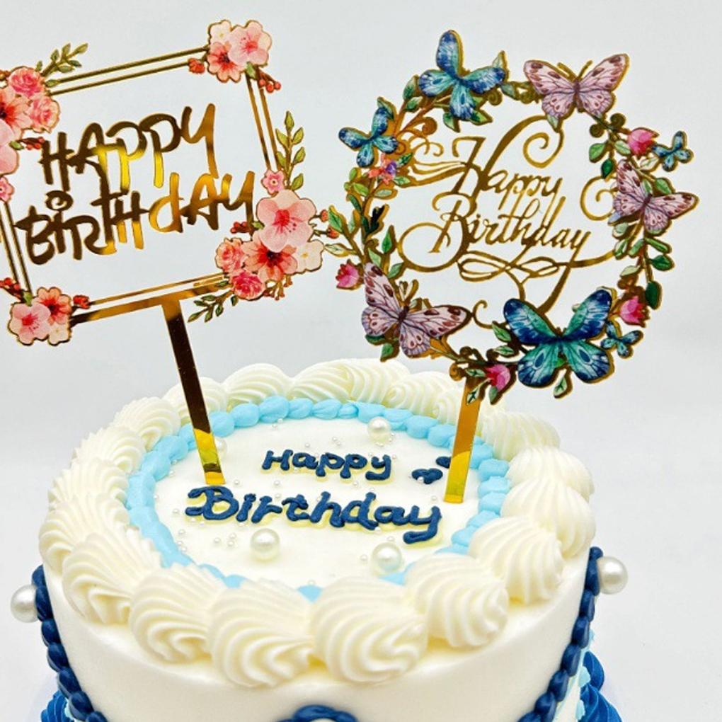 Elegant Happy Birthday Cake Topper For Party Decoration Birthday Cake Toppers Birthday Party Acrylic