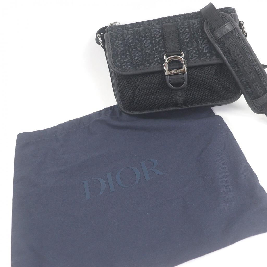 Pristine DIOR Shoulder Bag Dior 8 Buckle Oblique All-Over Pattern Black Used