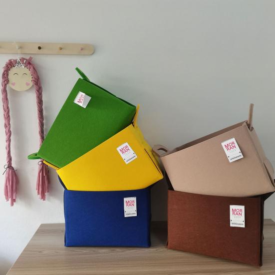 Felt Storage Basket with Handles Foldable Fabric Storage Bin Eco-Friendly Collapsible Organizer Bin for Toys Clothes Blankets Home Laundry