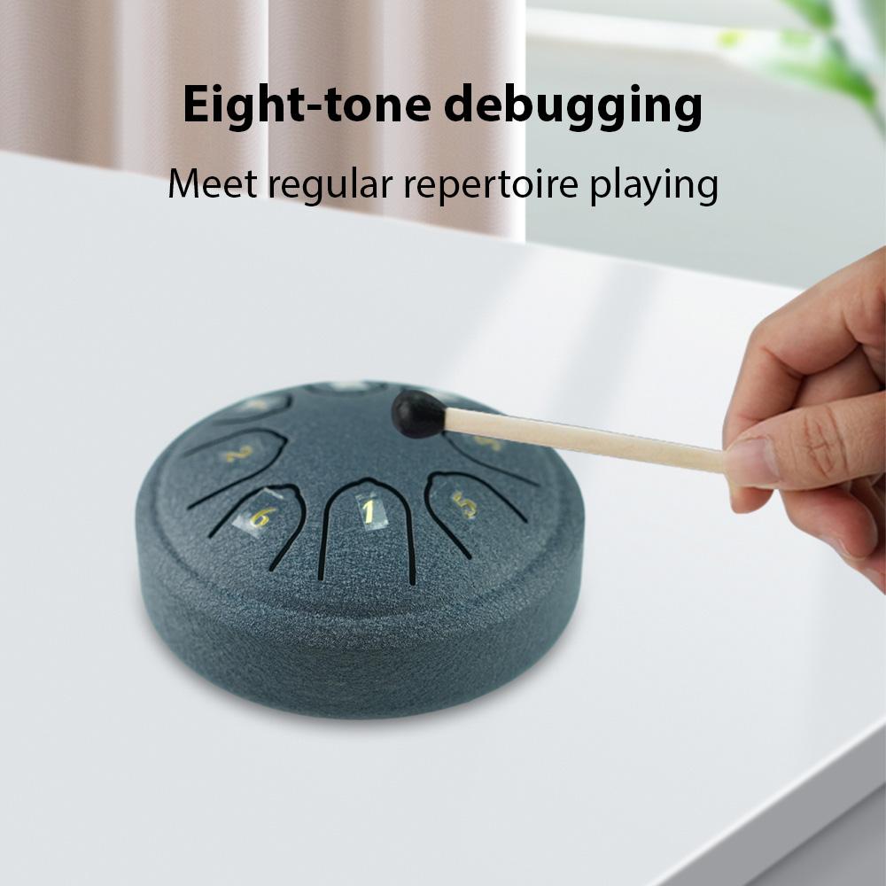 Steel Tongue Drum 4 Inch 8 Notes C Key Percussion Instrument Portable Balmy Drum with Drum Mallets for Meditation Yoga