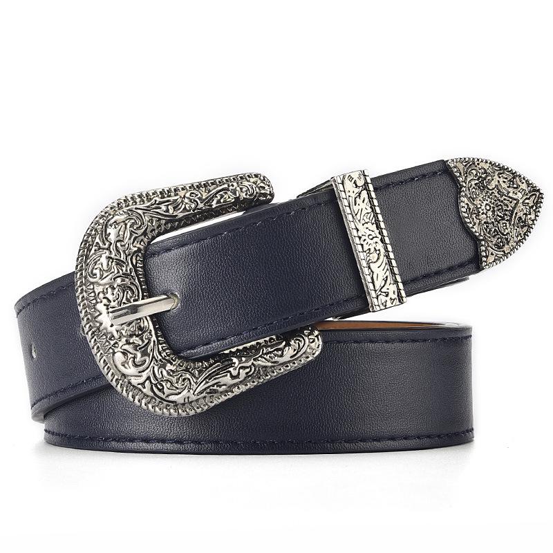 

Женский комплект из трех ремней: Пряжка с цветочным узором для джинсов, европейский и американский стиль, студенческий дизайн. 105 cm