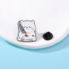 Cute Cartoon White Cat Small Knife Dagger Enamel Brooch Creative Animal Lapel Pin Badge Backpack Clothing Hat Accessories