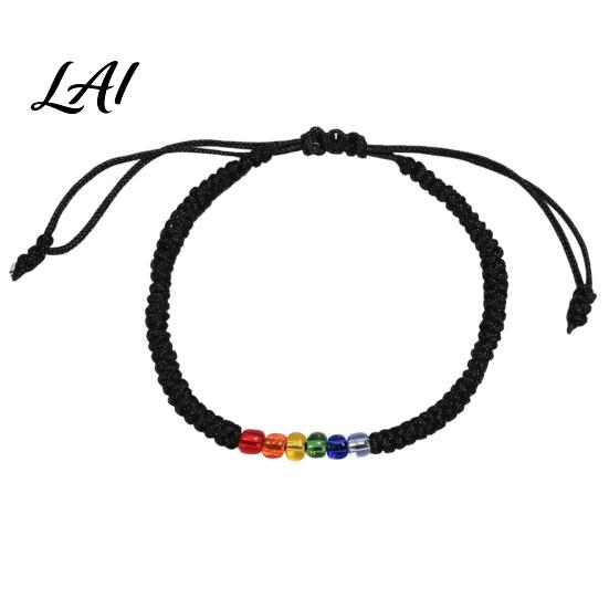 Simple Niche Style Bracelet Rainbow Beads for Men Women Handmade Cute Small Gift Friends Braided String Bracelet Adjustable Woven Rope Wristband