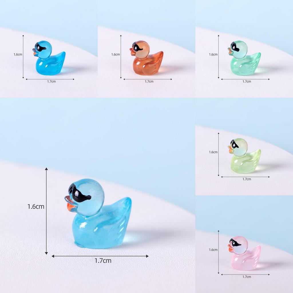 Adorable Resin Miniature Duck Figurine With Glow In The Dark Sunglasses For Garden Decor