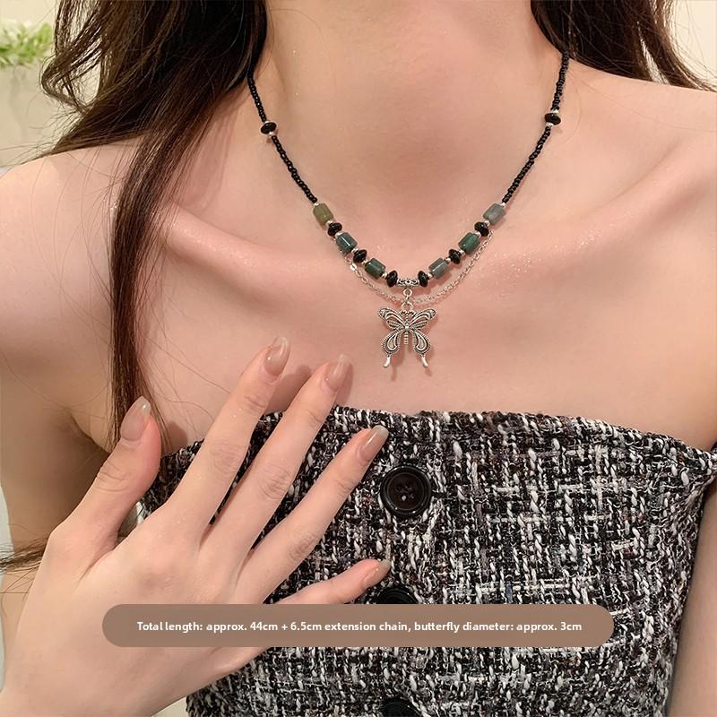 New Chinese Style Black Lion Necklace Women's Sweater Chain Fashionable Cool Luxury Minimalist Retro Titanium Steel Pendant