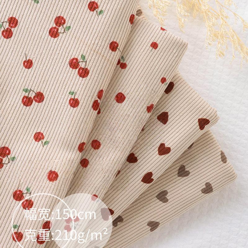 100*150cm Soft Elastic Thick Corduroy Fabric Graffiti Small Heart Winter Children's Clothing Handmade Jacket Shoes Bag