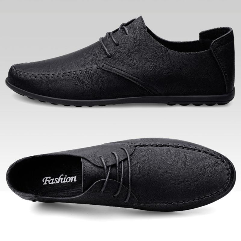 Fashion Men's Leather Shoes Soft Soles Casual Leather Shoes Fashion Trendy Moccasins Driving Shoes Lightweight Flat Shoe Erkek Ayakkabı