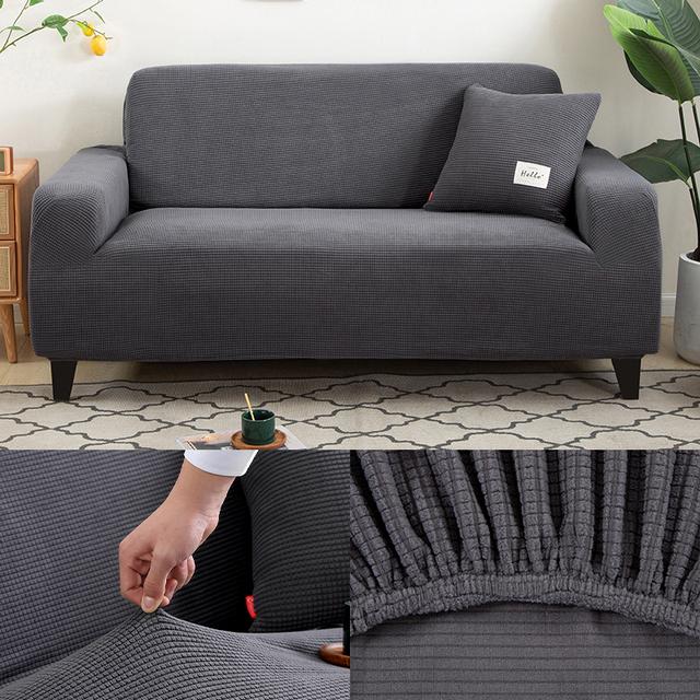 Jacquard Thick Sofa Covers For Living Room Plain Couch Cover Corner L Shape Chaise Longue Sofa Slipcovers Solid Color 1pc for Home