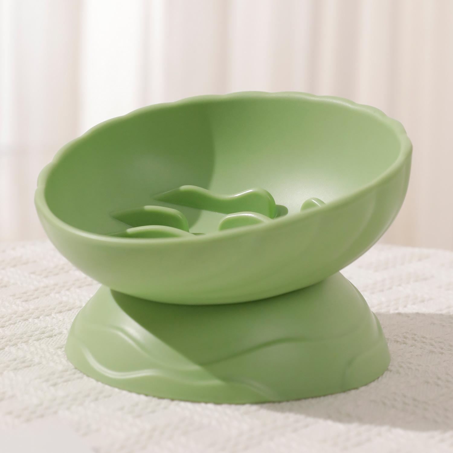 

Миска для медленного кормления питомца, имитация керамической раковины, миска на высокой ножке для медленного кормления, защита шеи, нескользящая, миска для еды для собак против удушья, ударопрочная миска для собак Green grass