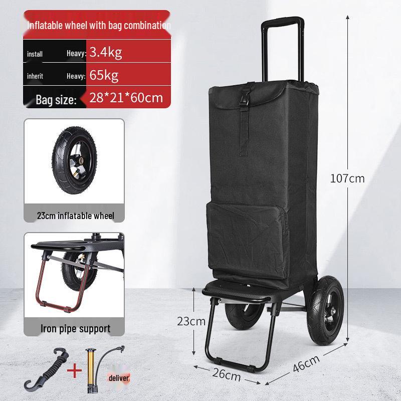 

Складная тележка для покупок с большими колесами из цельной резины для легкой транспортировки товаров и бутилированной воды