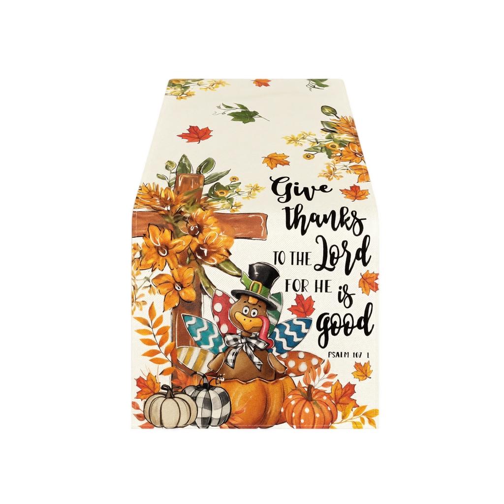 Thanksgiving kalkun bordløber 183x33cm Efterårsblade Mønster Dekorativ dug til ferie Spisestue Køkken Brug