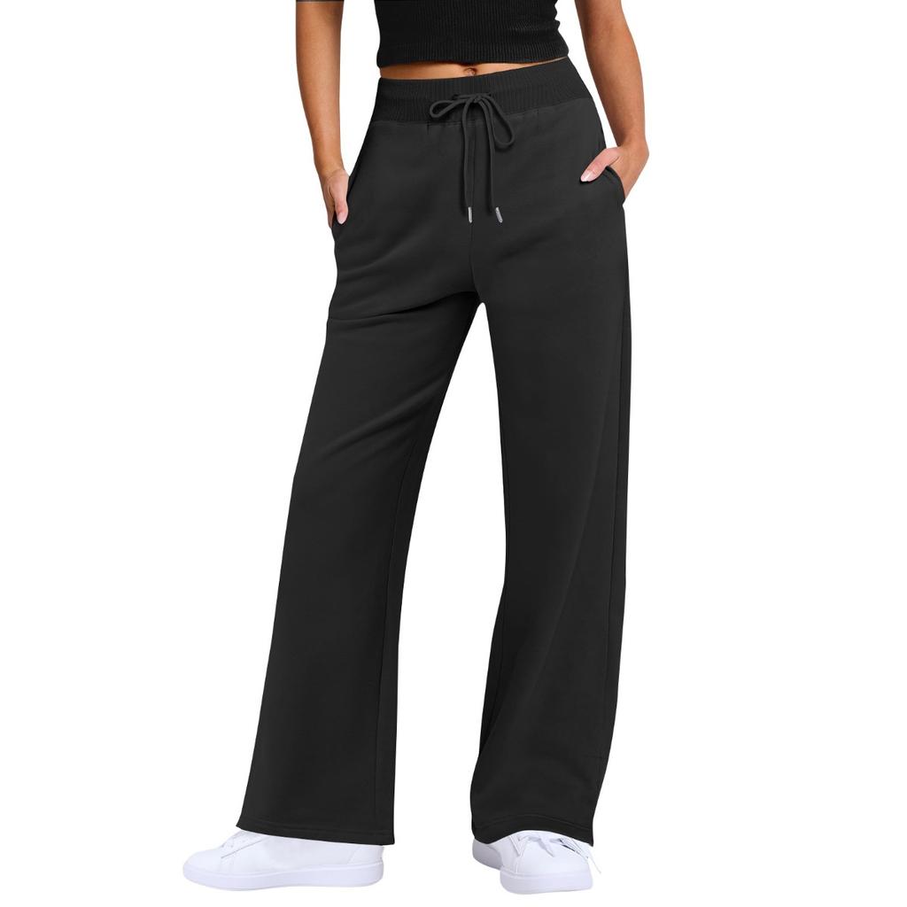 Fall Winter Women's High Waist Drawstring Solid Color Casual Sweatpants Leisure Leisure Long Pants