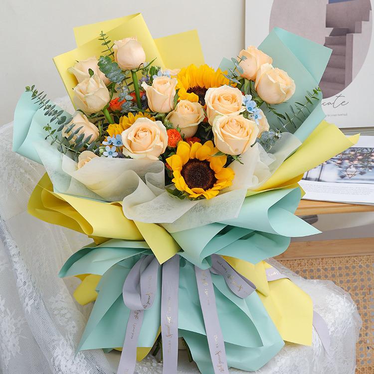 Korean Style Waterproof Flower Wrapping Paper - Pure Color Bouquet Packaging Material