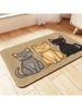 Pet Feeding Anti-slip Mat Prevent Splashing Cat Feeding Mats Easy To Clean Cartoon Cat Pattern Absorbent Mat 80*50cm