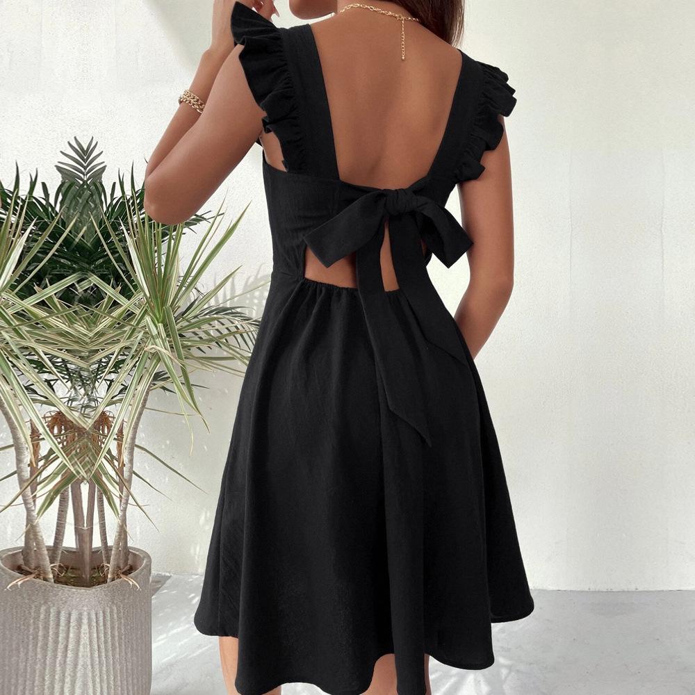 2024 Cross-Border European & American Women's Pastoral Style Suspender Dress: Short, Sweet, Versatile for Commute, Vacation, or Beach.