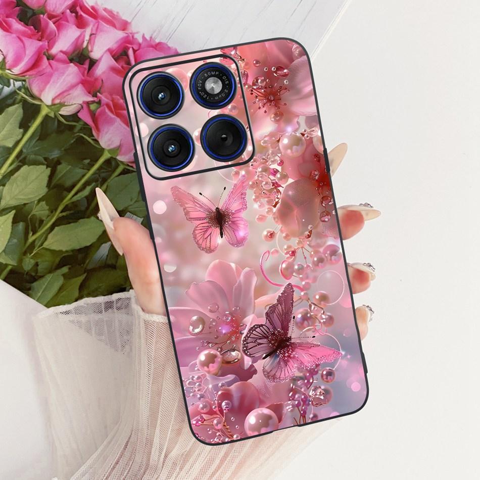 For Motorola Edge 70 Cute Flower Butterfly Cat Painted Case For Motorola Moto X70 Air Edge70 5G Black Silicone Soft Phone Cases