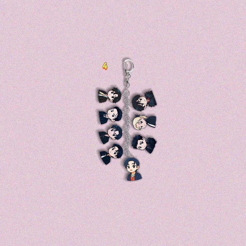 Stray Kids Multi-Charm Acrylic Keychain, Kpop Member Photo & Cartoon & SKZOO Character Dangling Charms, STAY Fans Collectible Bag Pendant