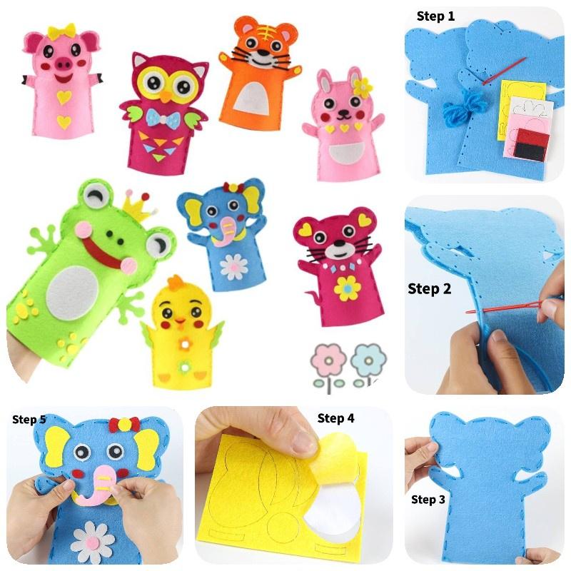 Children's Diy Craft Kit Non-woven Fabric Cartoon Animal Hand Puppets Kindergarten Handicraft Toy Set Characters)