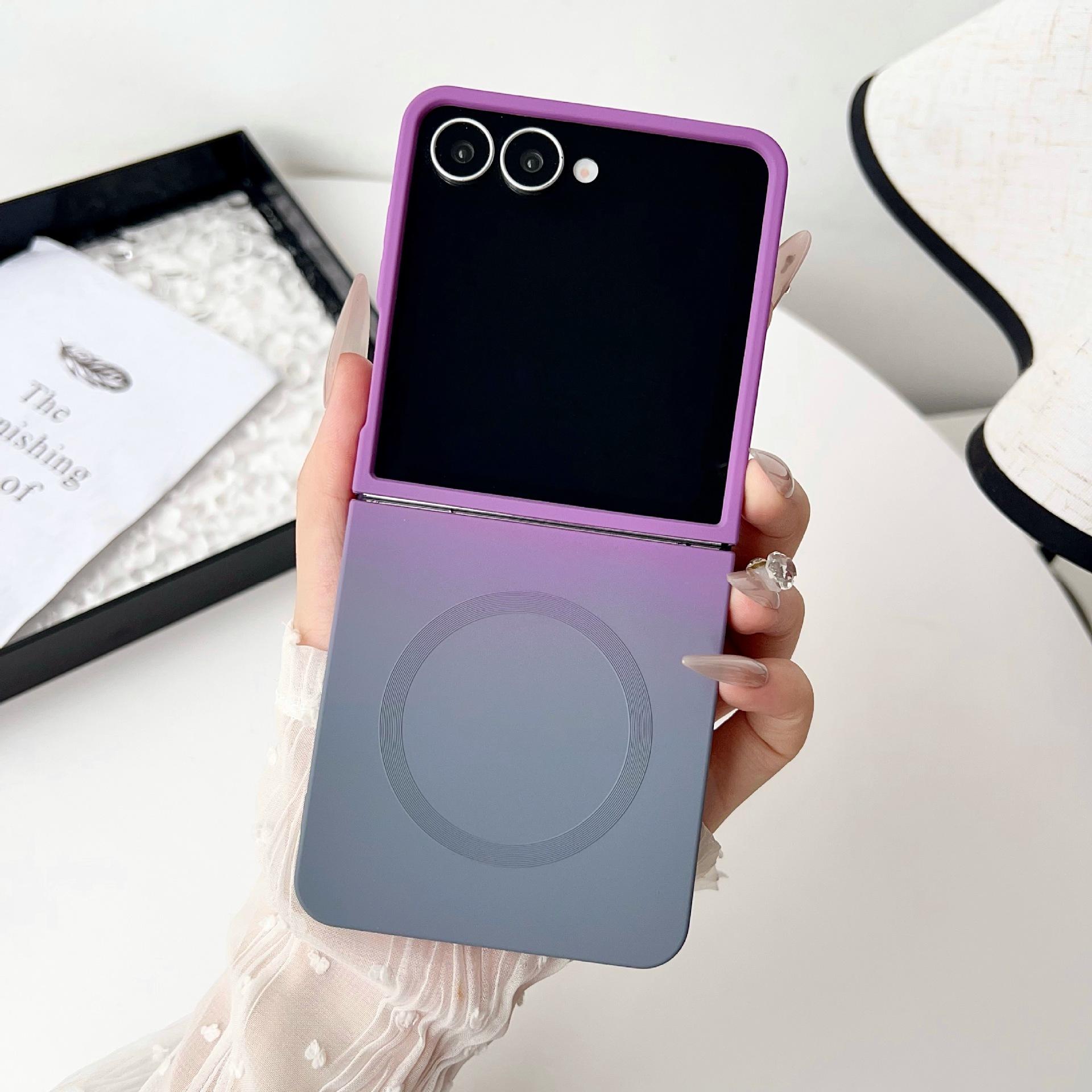 

Gradient Color Magsafe Magnetic Phone Case for Samsung Galaxy Z Flip 7 FE 6 5 4 3 5G Flip6 Wireless Charge Soft Silicone Cover For iPhone Air