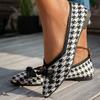 New Large Size Bow Flat Bottom Low-top Single Shoes Women's Foreign Trade Knitted Pointed Head Shallow Mouth Foot Cover Lazy Boat Shoes