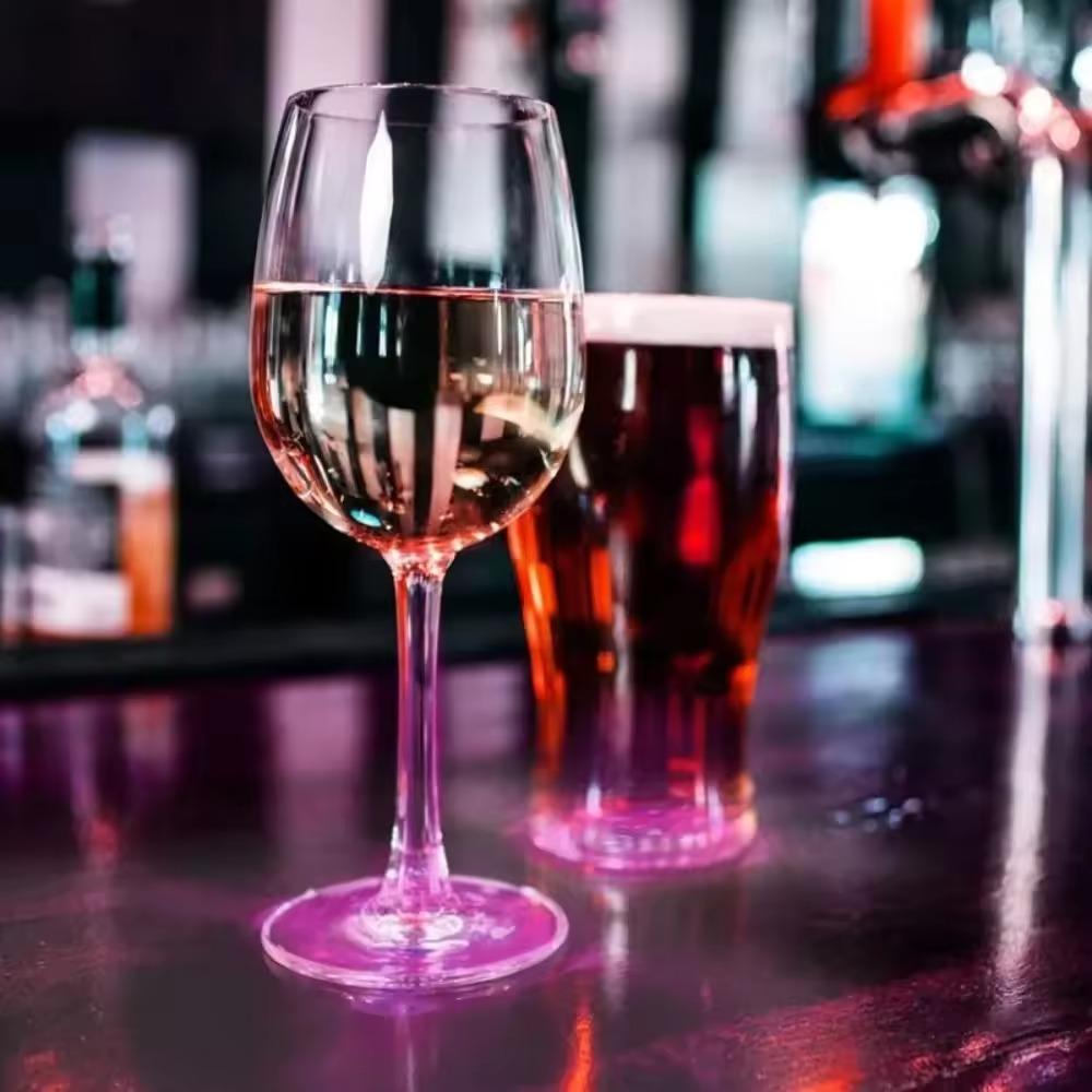 10Pcs Round Luminous Coaster Battery Powered Luminous Cup Sticker Glowing Wine Cup Mat  Pub