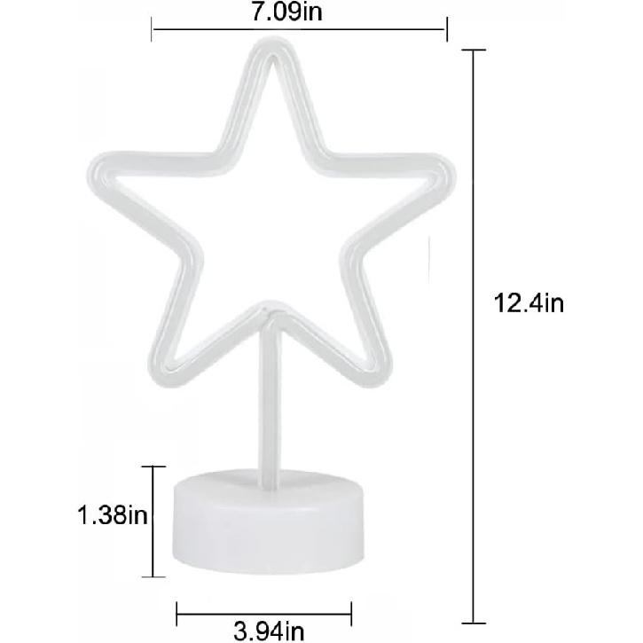 Star Neon Sign Light with Base Star Shape LED Night Light Table Lamp Party Christmas Birthday Star Light Decor, USB or