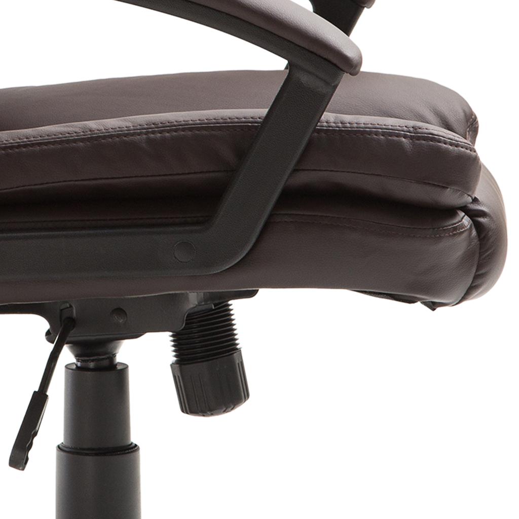 Desk Chair, PU Leather Office Chair with Adjustable Height and Swivel Wheels, for Home Work Study, Brown