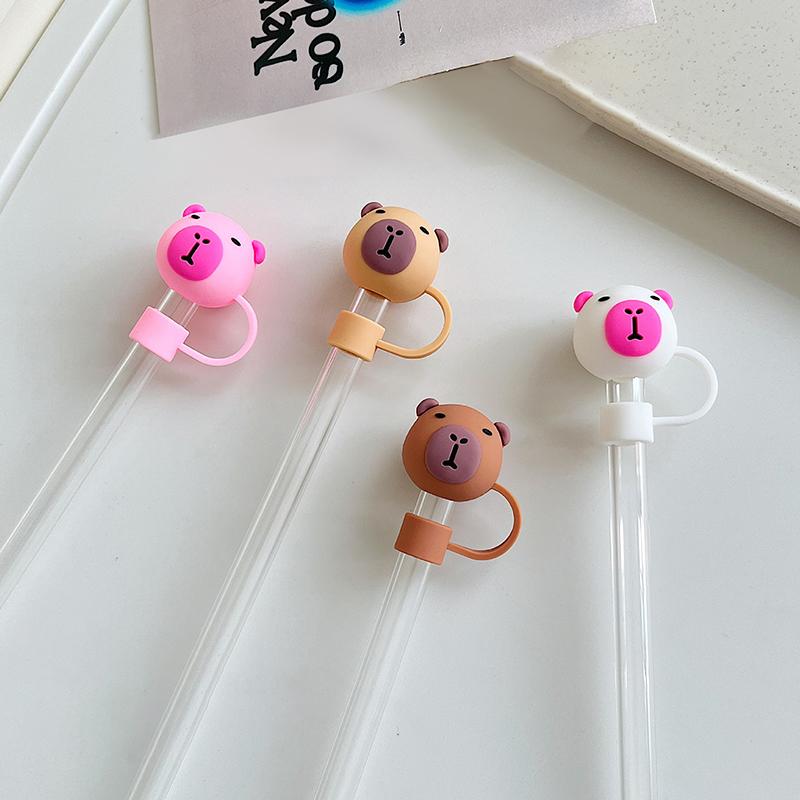 10mm Cartoon Capybara Silicone Straw Tips Drinking Dust Cap Splash Proof Plugs Cover Creative Cup Accessories Straw Sealing Tool