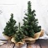 Mini Christmas Tree Ornament with Burlap Base - 20cm and 30cm Green Holiday Decor for Tabletop or Mall Display