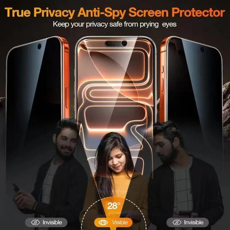 2 ks Anti Spy Tvrzené sklo pro iPhone 17 16 15 14 Pro Max Air 16 15 14 Plus 13 12 11 Pro XR XSMax Ochranné sklo na displej