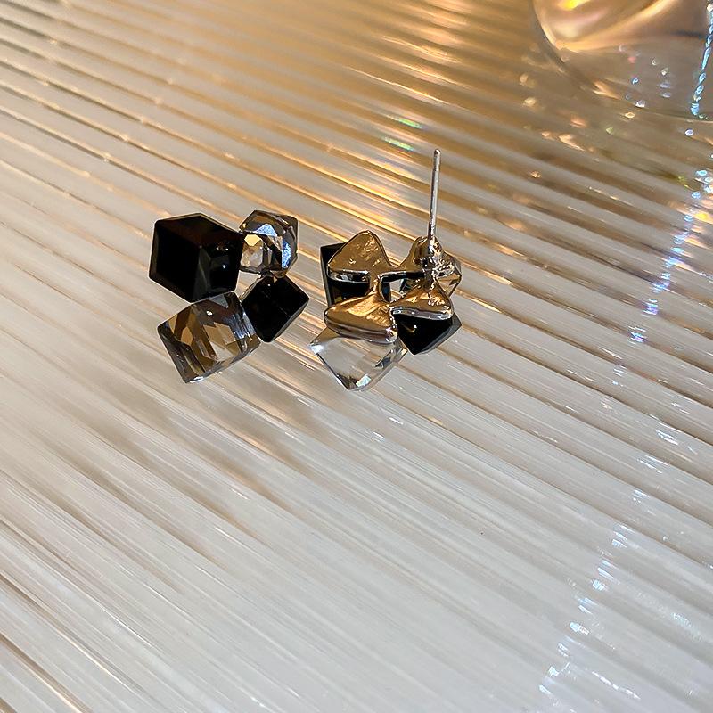 GemChic Women's Earrings Personalized Irregular Crystal Square Ear Stud Needle Earrings Cool Geometric Earrings Birthday Christmas Jewelry Gift