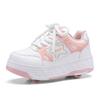 Chaussures Vélo Garçons Filles Adolescents Baskets à Roulettes Chaussures à Poulie Invisible Quatre Roues Amovibles Chaussures Vélo