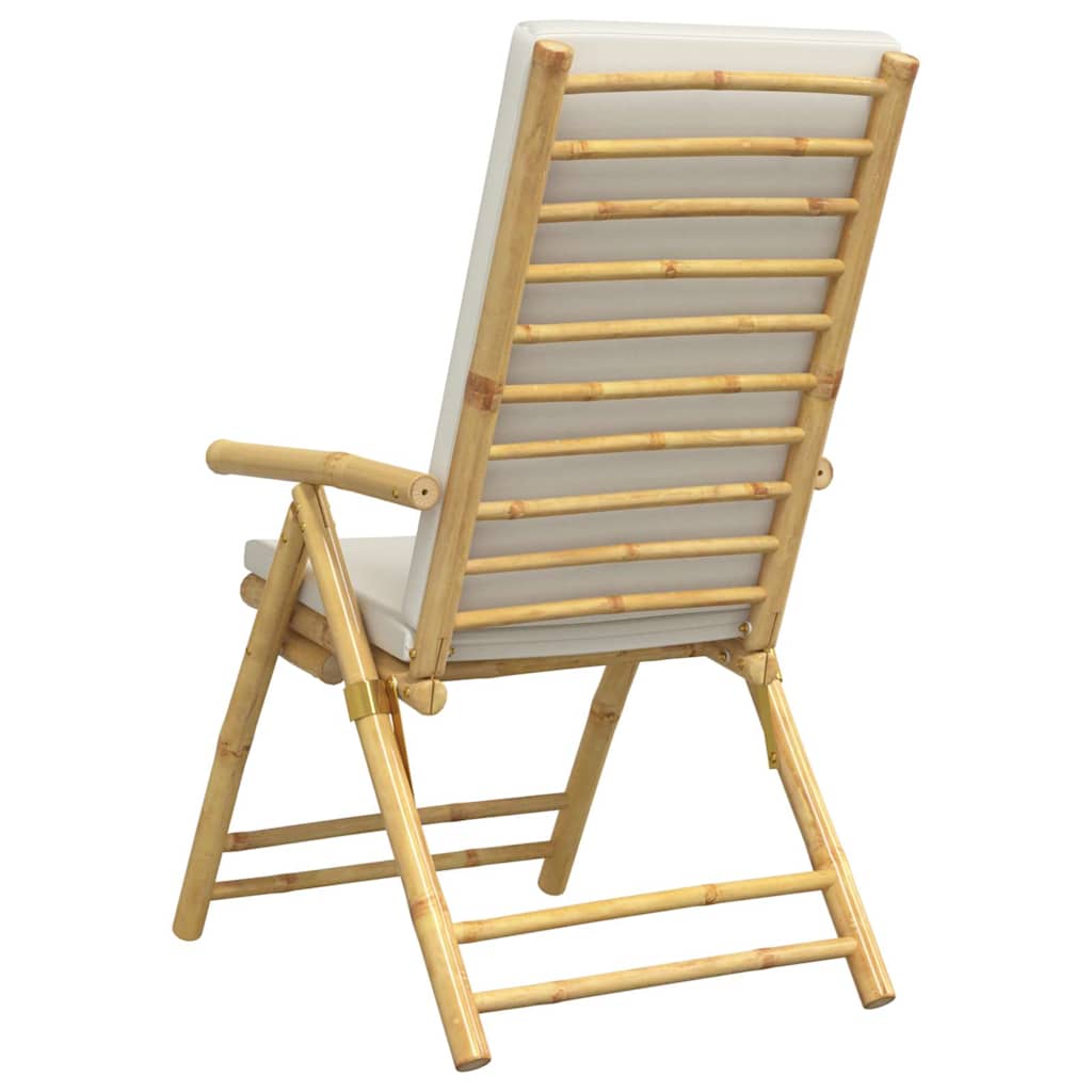 Garden Chairs 4 pcs Adjustable Foldable with Cushions Bamboo